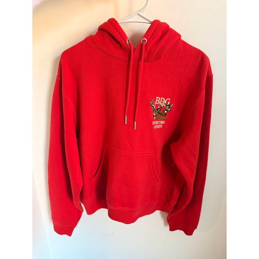 Urban outfitters red BDG‎ Bonfire Embroidered Graphic Cropped Hoodie Sweatshirt